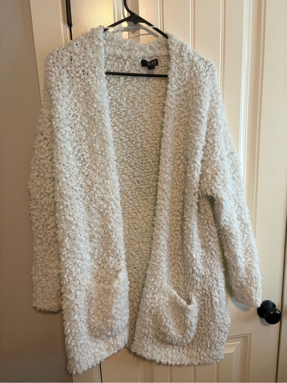 a.n.a Cream Plush Open-Front Cardigan